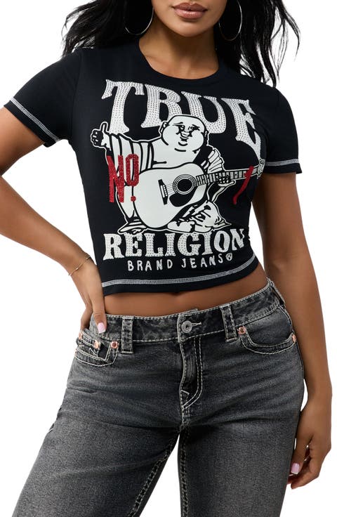 Buddha Crystal Embellished Graphic Baby Tee