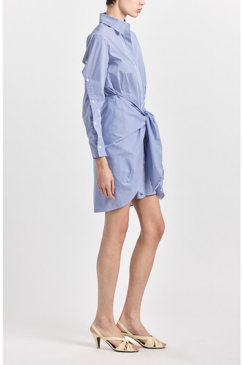 Stripe Long Sleeve Tie Waist Shirtdress, Alternate, color, BLUE/ WHITE