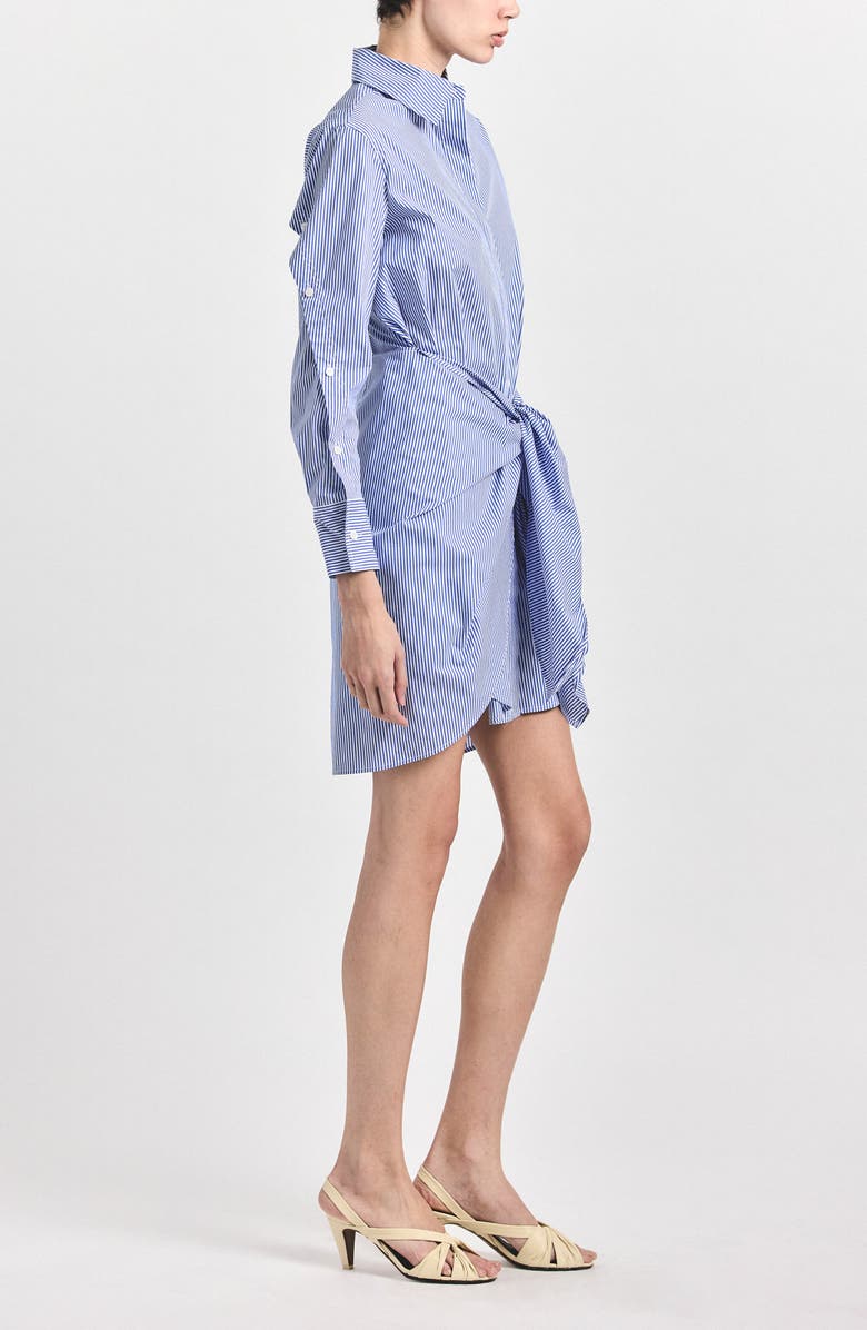 Derek Lam 10 Crosby Stripe Long Sleeve Tie Waist Shirtdress, Alternate, color, Blue/ White