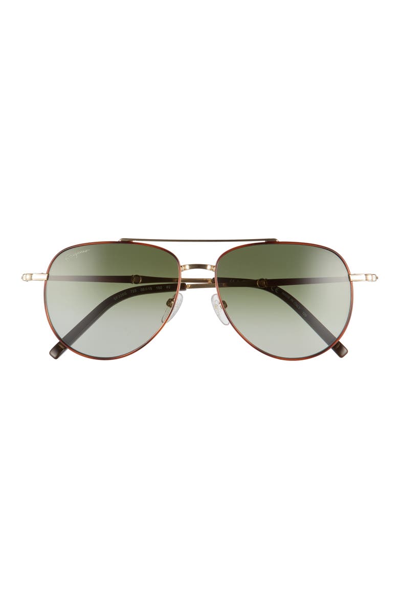 Salvatore Ferragamo 58mm Aviator Sunglasses, Main, color, TORTOISE/GOLD