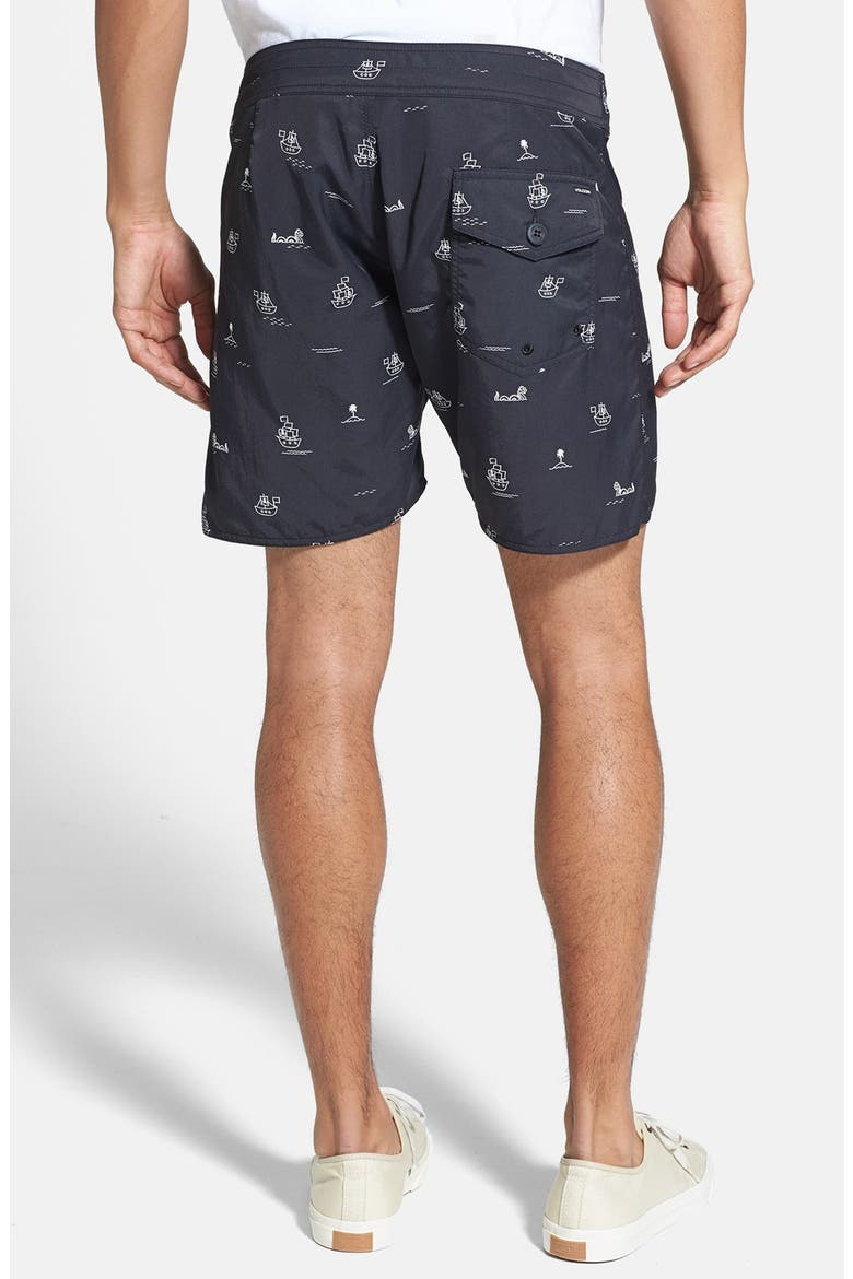 'Vin Vang' Print Swim Shorts, Alternate, color, BLACK