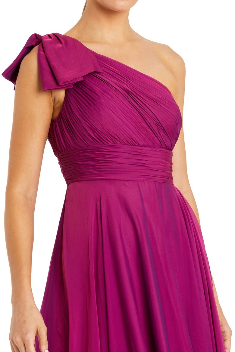 Petite Pleated One Shoulder Chiffon Gown, Alternate, color, Raspberry