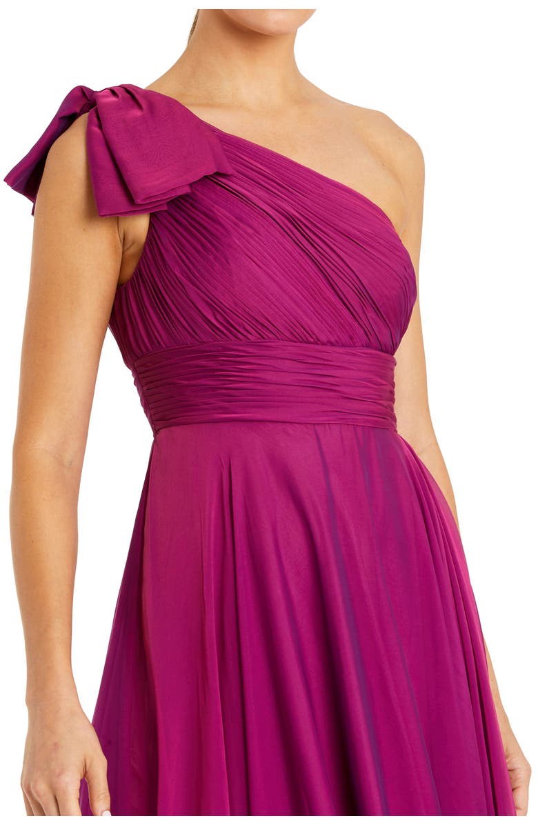 Mac Duggal Petite Pleated One Shoulder Chiffon Gown, Alternate, color, Raspberry