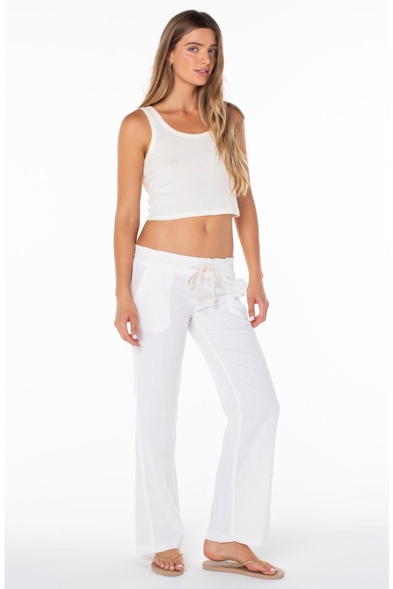 Oceanside Linen Blend Drawstring Pants, Alternate, color, BRIGHT WHITE