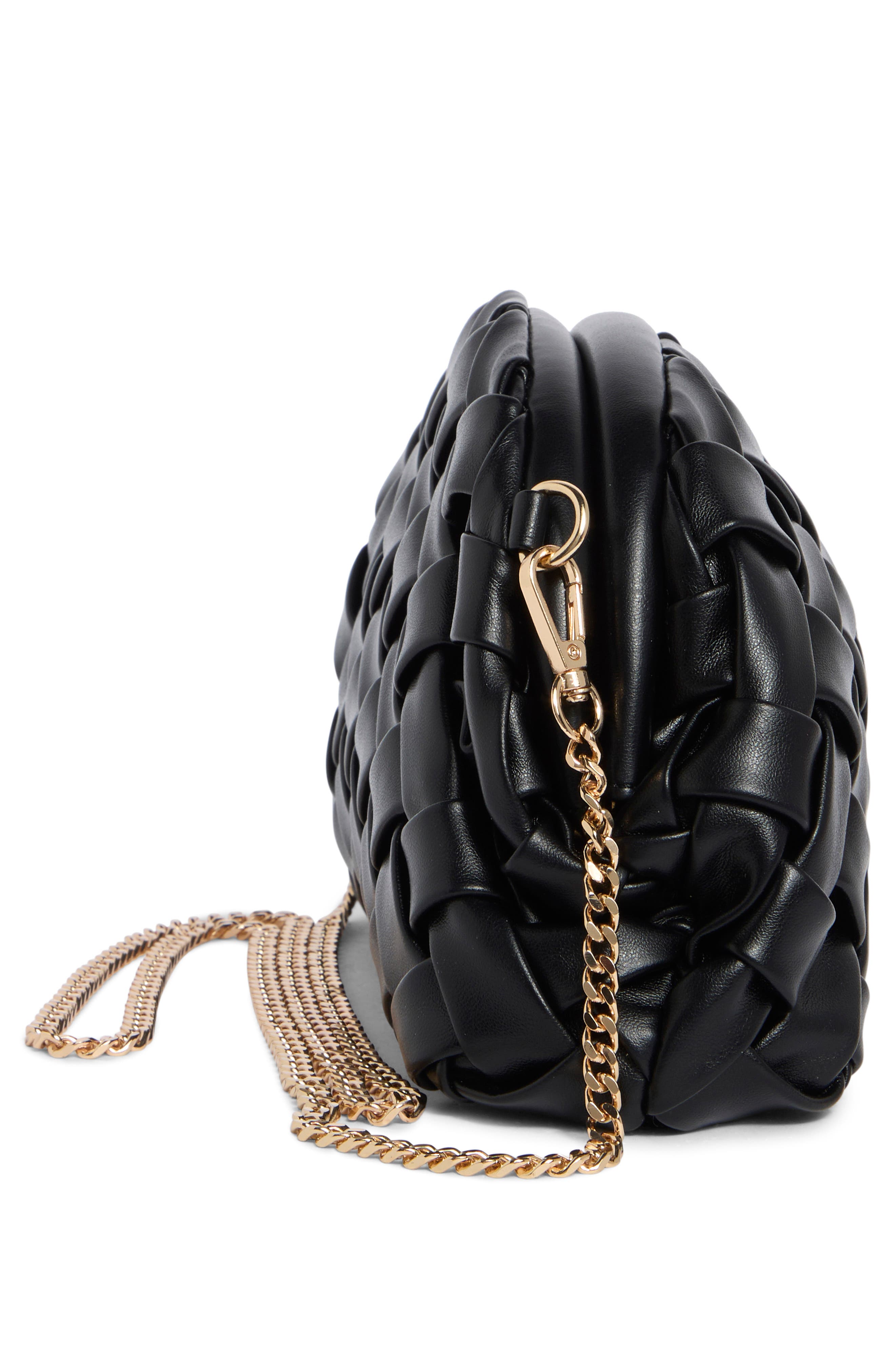 URBAN EXPRESSIONS HANDBAGS Woven Faux Leather Clutch, Alternate, color, Black