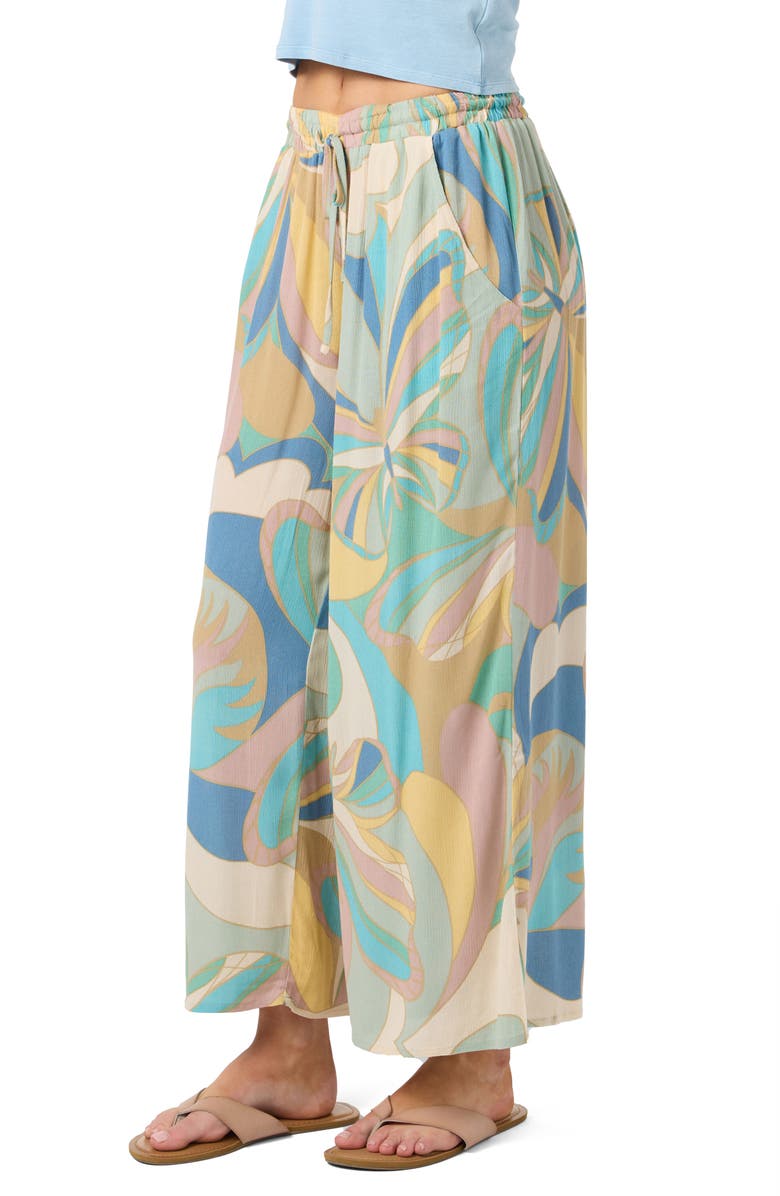O'Neill Rosalie Butterfly Print Wide Leg Ankle Pants, Alternate, color, Desert Sage