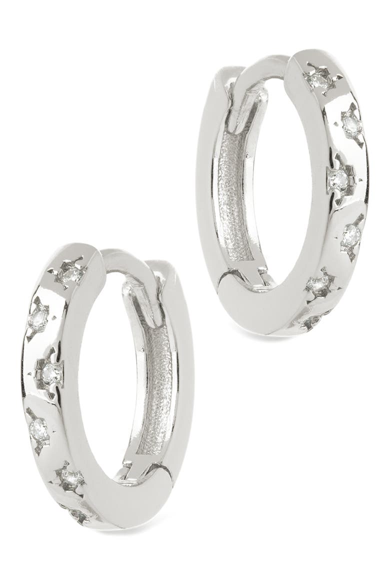 Domenica Celestial Charm Huggie Hoop Earrings, Alternate, color, SILVER