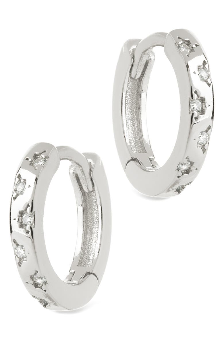 Sterling Forever Domenica Celestial Charm Huggie Hoop Earrings, Alternate, color, Silver