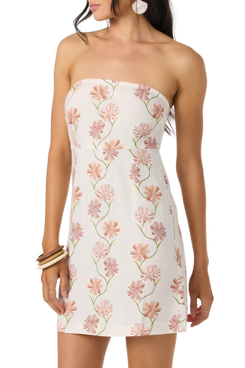 Cassie Floral Strapless Minidress, Alternate, color, TOFU