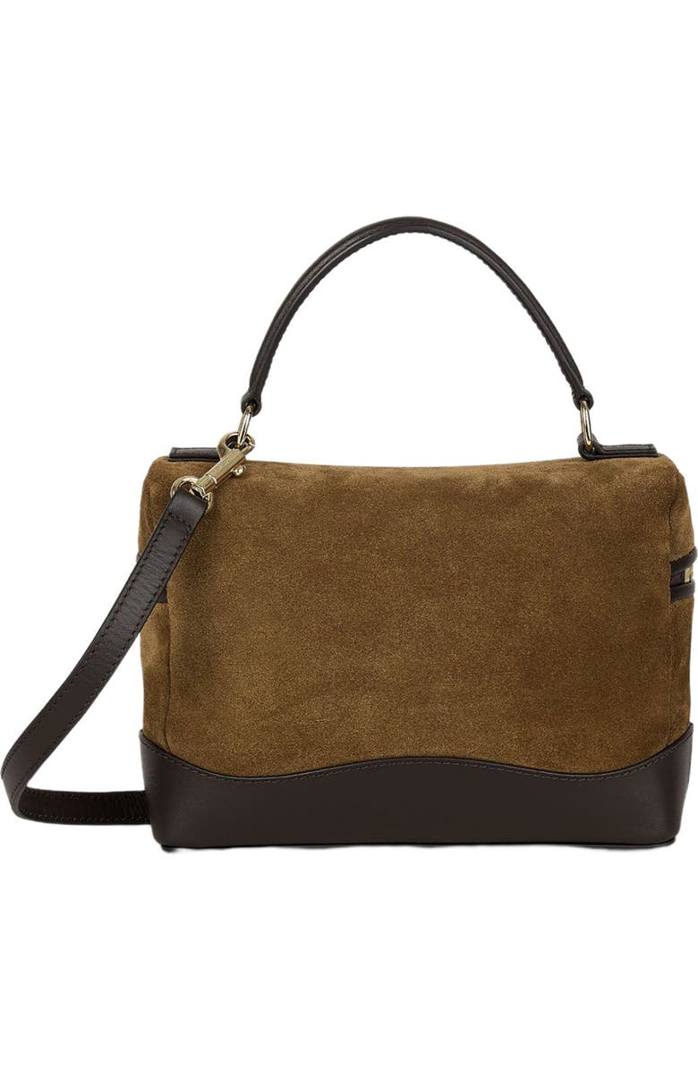 SANDRO TANGOLINO leather and suede vanity bag, Alternate, color, Camel