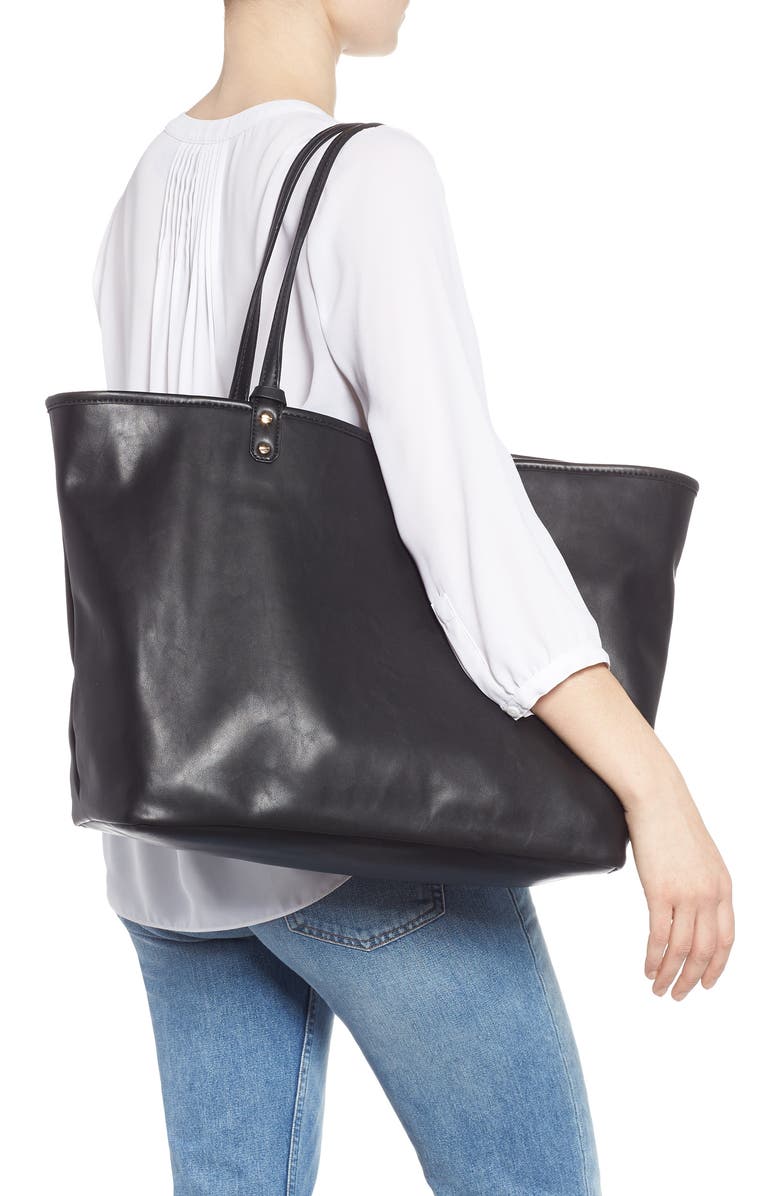 Mali + Lili Tina Leopard Print & Vegan Leather Reversible Tote, Alternate, color,