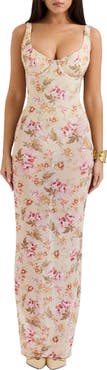 HOUSE OF CB Robina Floral Bustier Bodice Gown