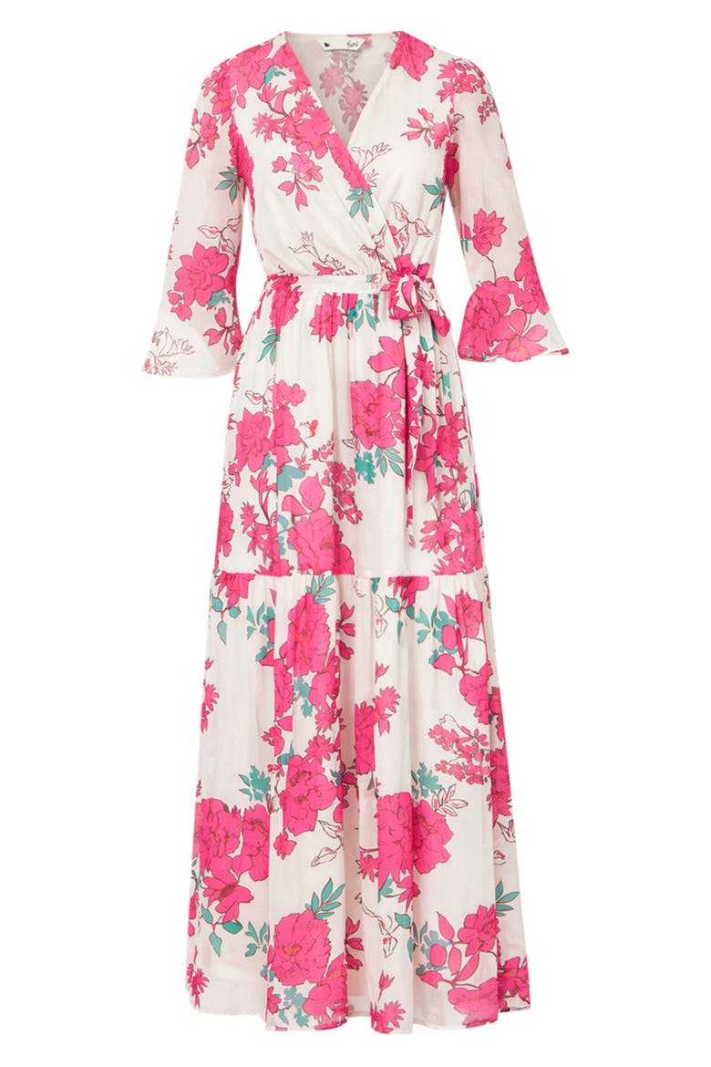 Blossom Print Maxi Wrap Dress, Alternate, color, Pink