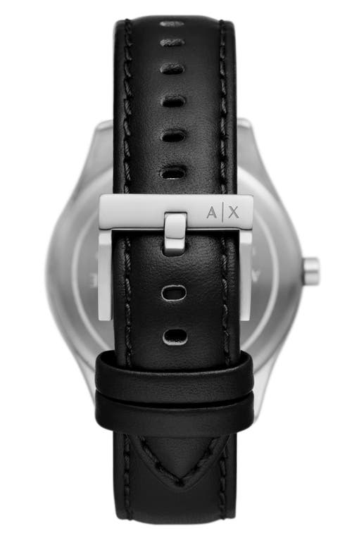 Armani Exchange Ax  Three Hand Quartz Leather Strap Watch, 42mm In Silver