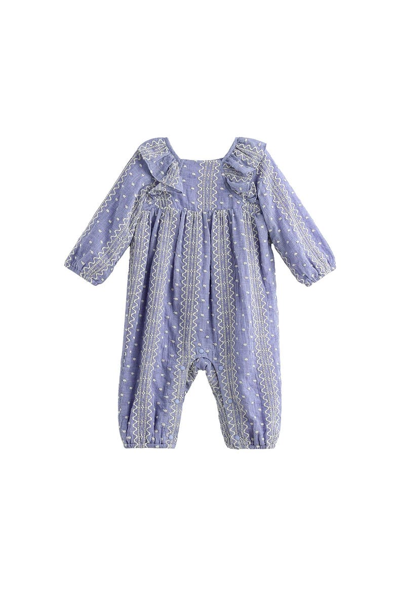 Mabel + Honey Lavender Lane Long Sleeve Print Ruffle Neck Bubble Romper ...
