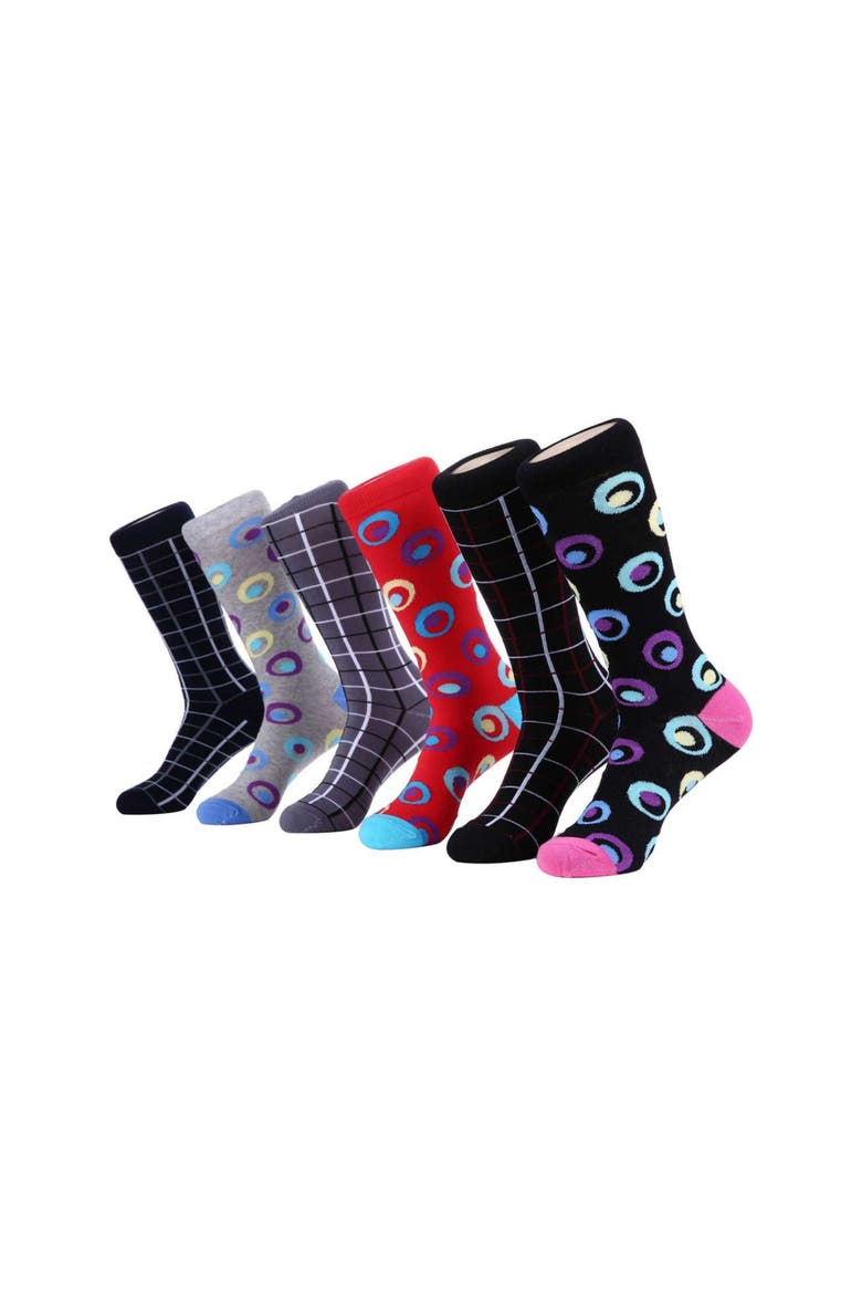 Fashion Patterned Cotton Blend Dress Socks 6-Pack Gift Set, Alternate, color, Prim Collection