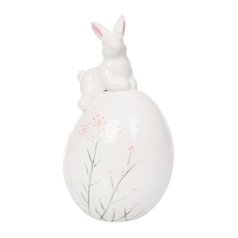 Botanical Bunny On Egg Figurine