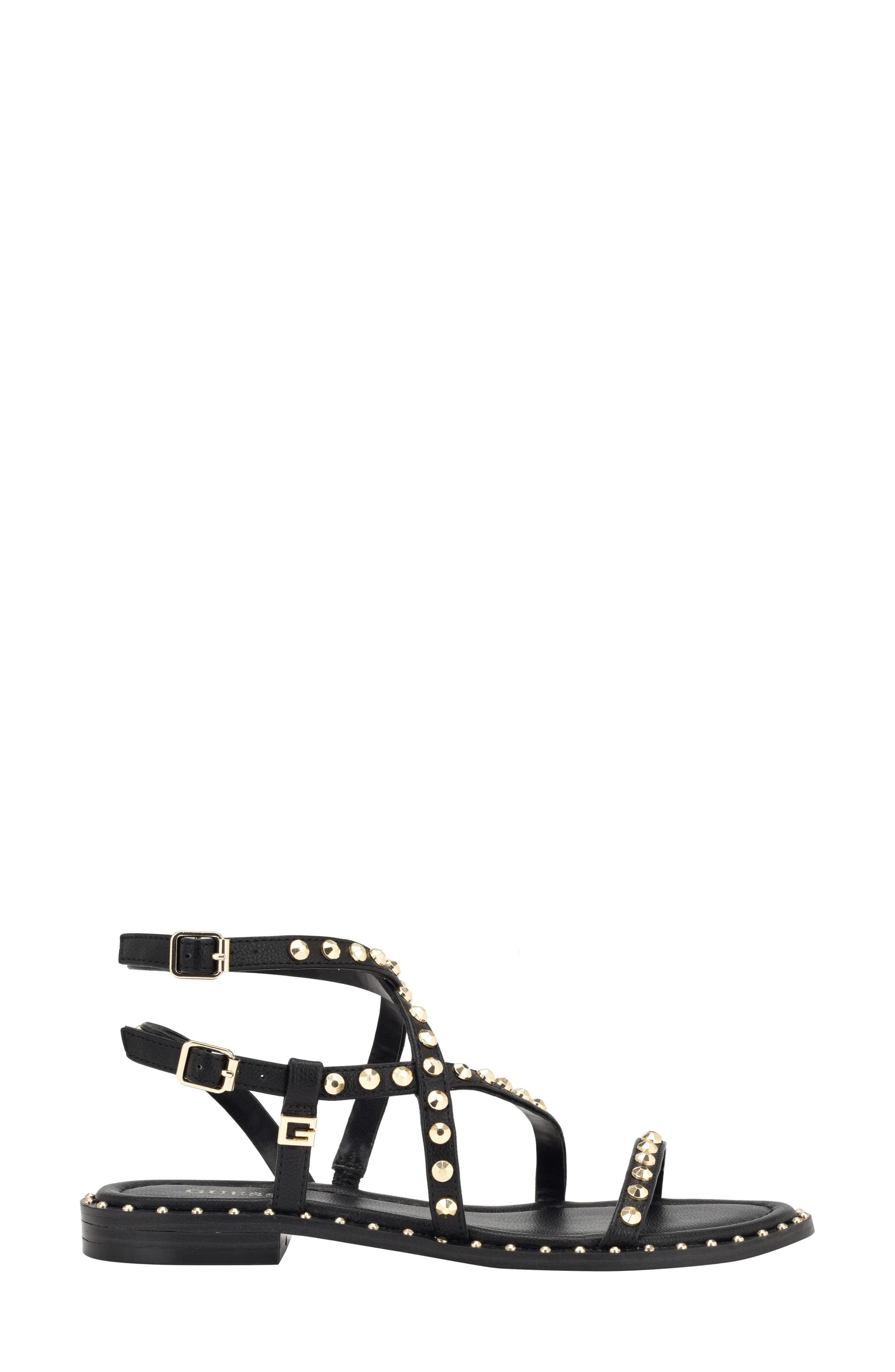GUESS Yamara Studded Gladiator Sandal, Alternate, color, Black 001