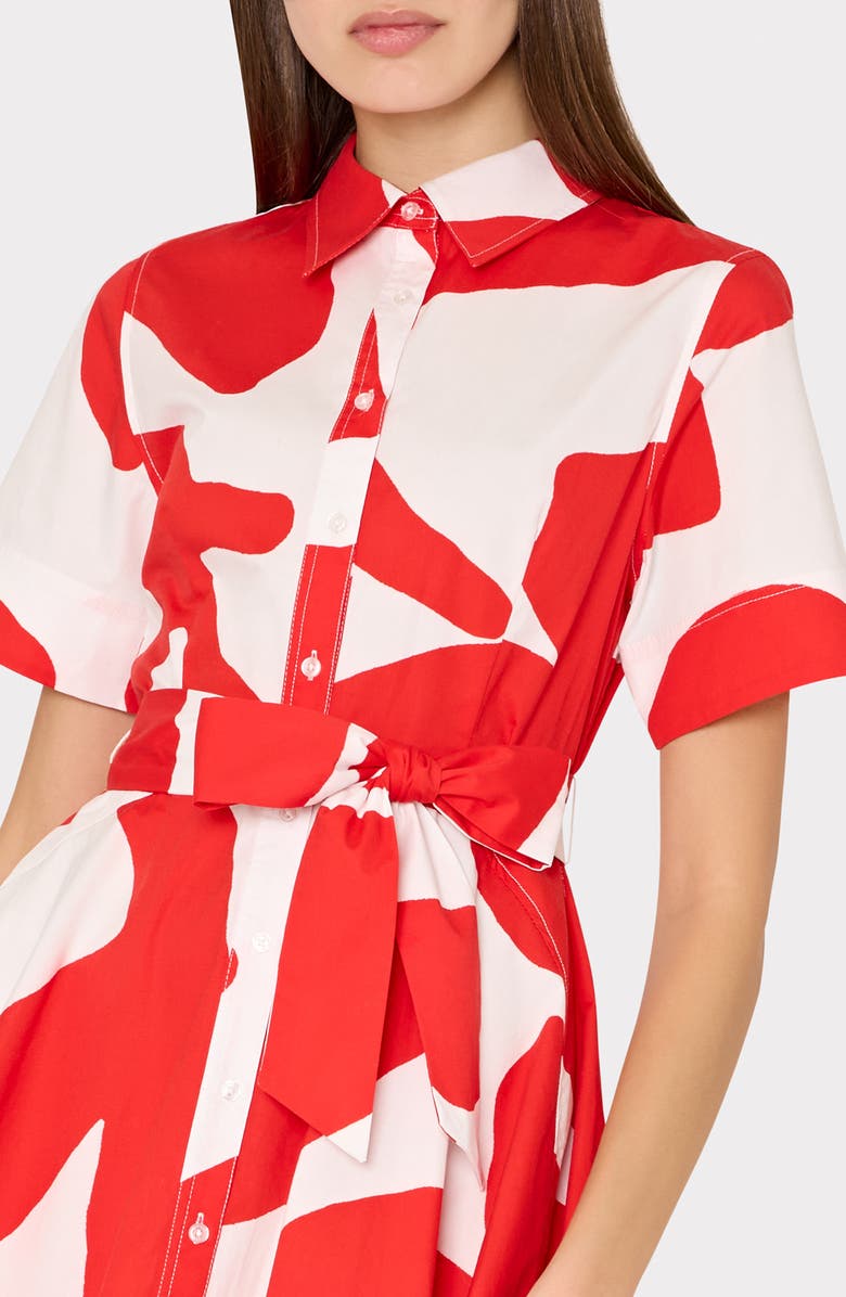 Milly Grand Foliage Belted Stretch Cotton Poplin Shirtdress, Alternate, color, 