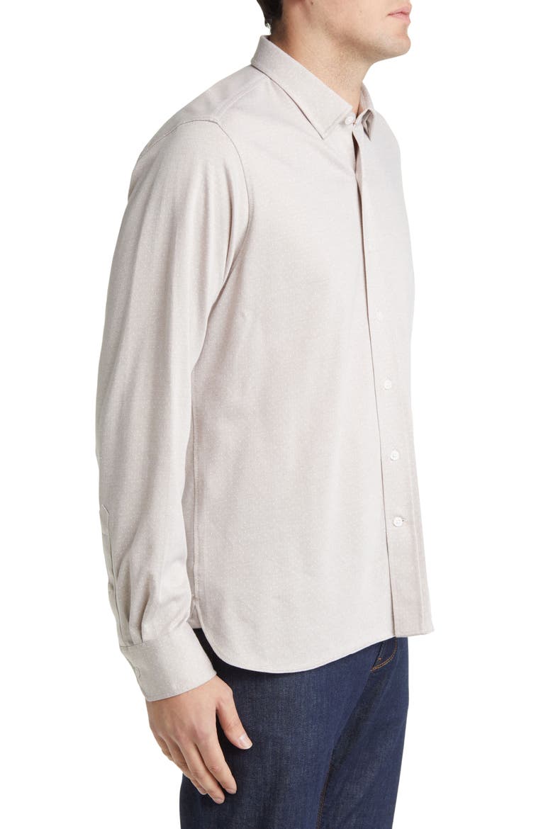Star Dot Print Cotton Button-Up Shirt, Alternate, color, SIMPLY TAUPE