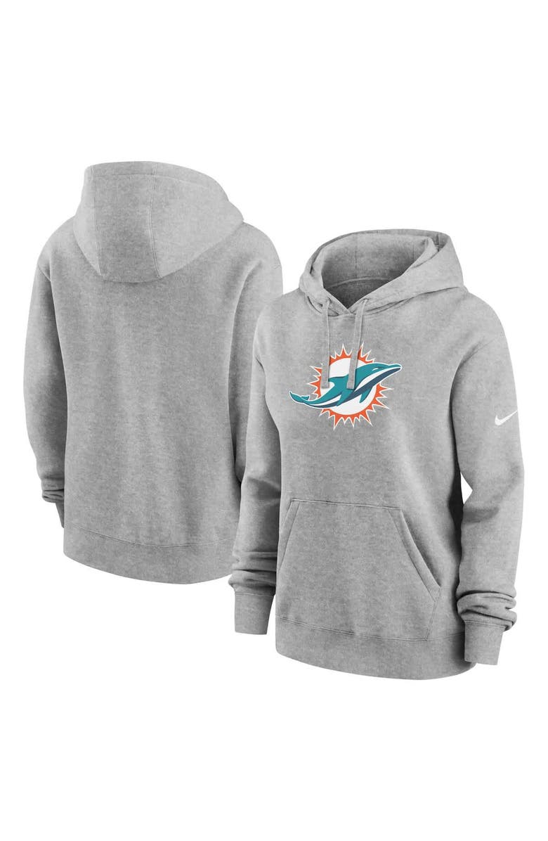 Nike Women's Nike Heather Gray Miami Dolphins Club Fleece Pullover Hoodie, Main, color, Heather Gray
