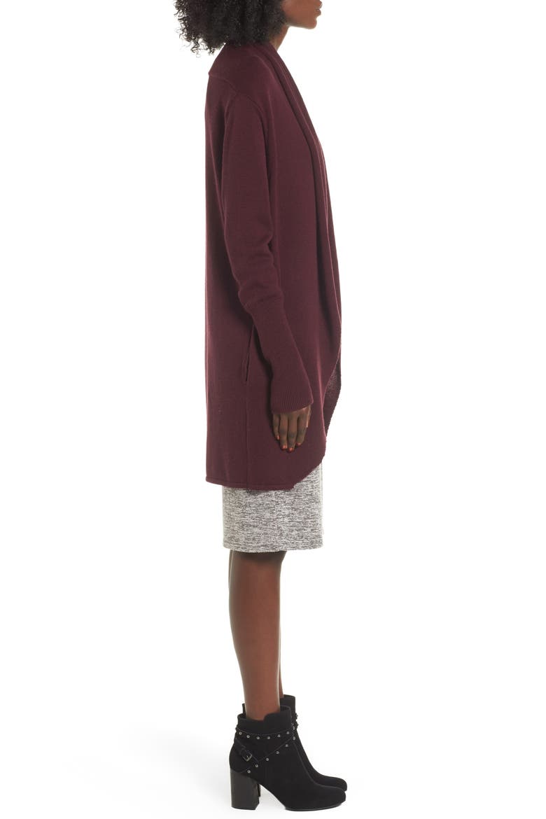 Easy Circle Cardigan, Alternate, color, BURGUNDY STEM