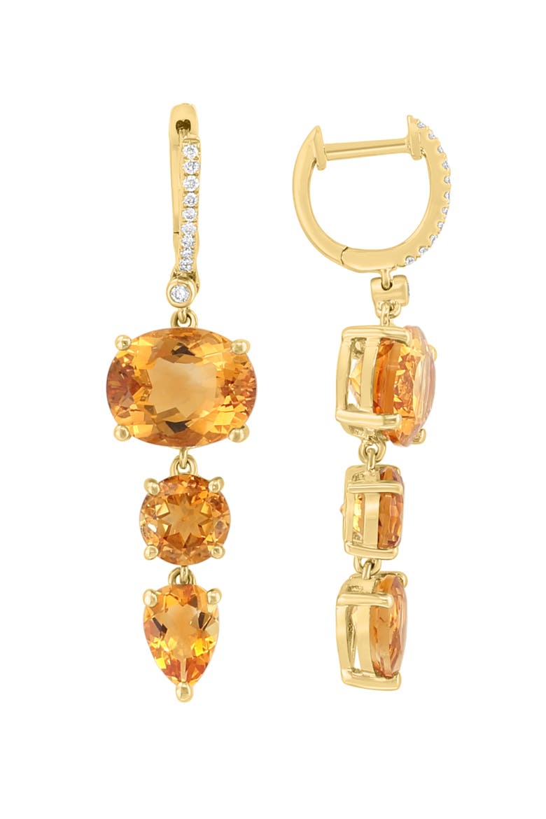 14K Yellow Gold Diamond Accent Citrine Drop Earrings, Alternate, color, 14K Gold