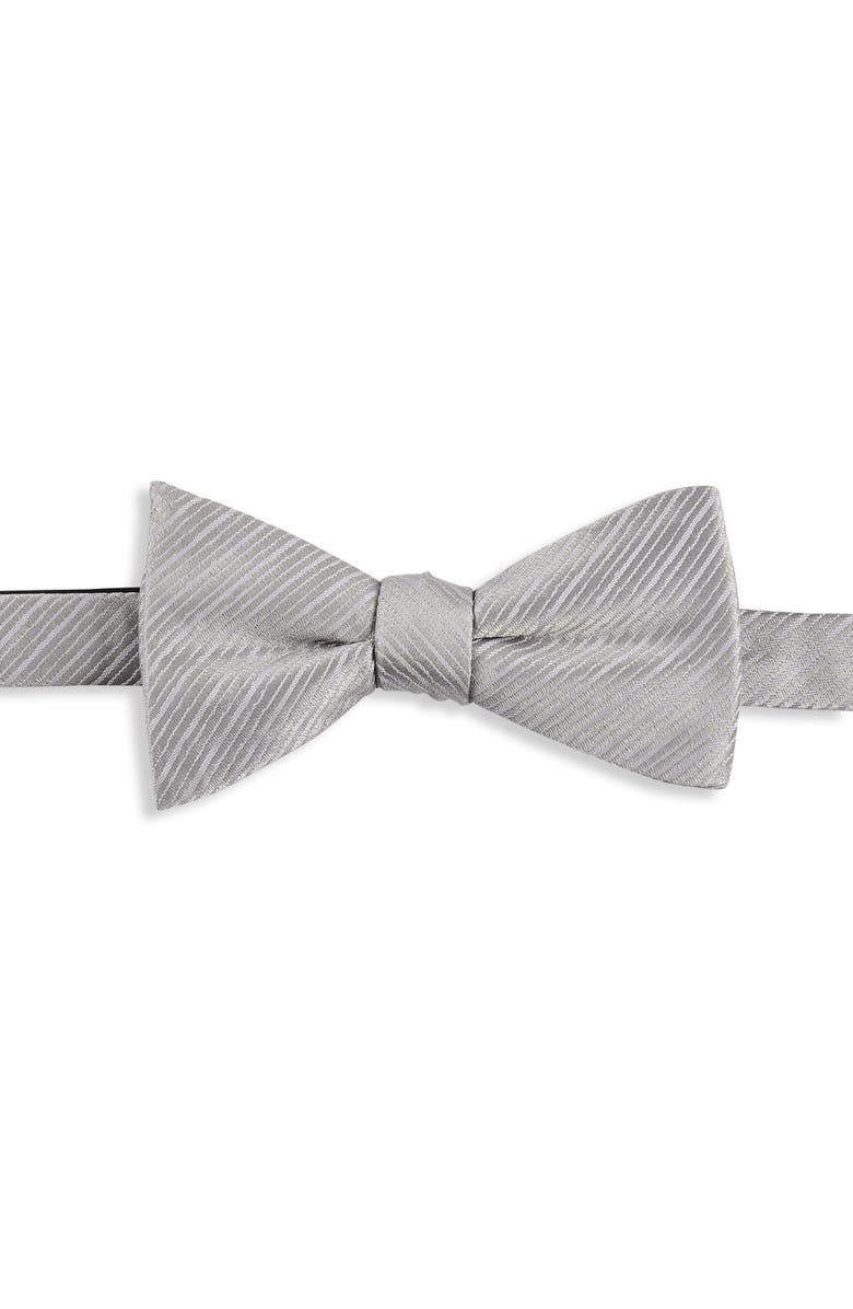 Synrgy by DXL Big & Tall Striped Bow Tie, Main, color, Grey