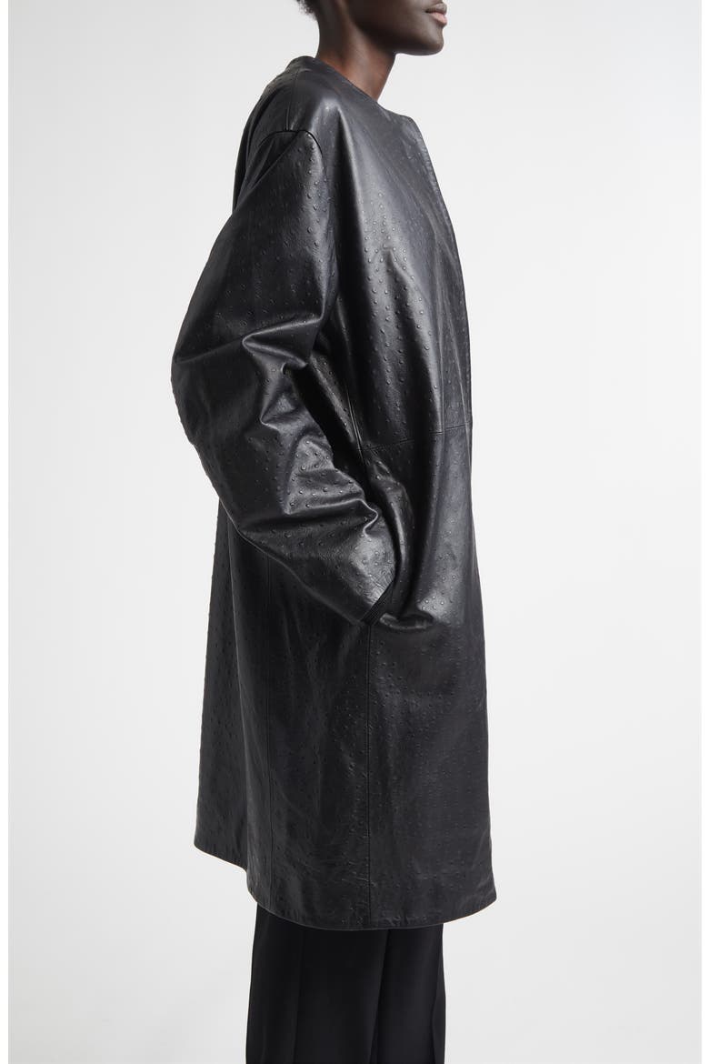 Yari Ostrich Embossed Lambskin Leather Coat, Alternate, color, BLACK