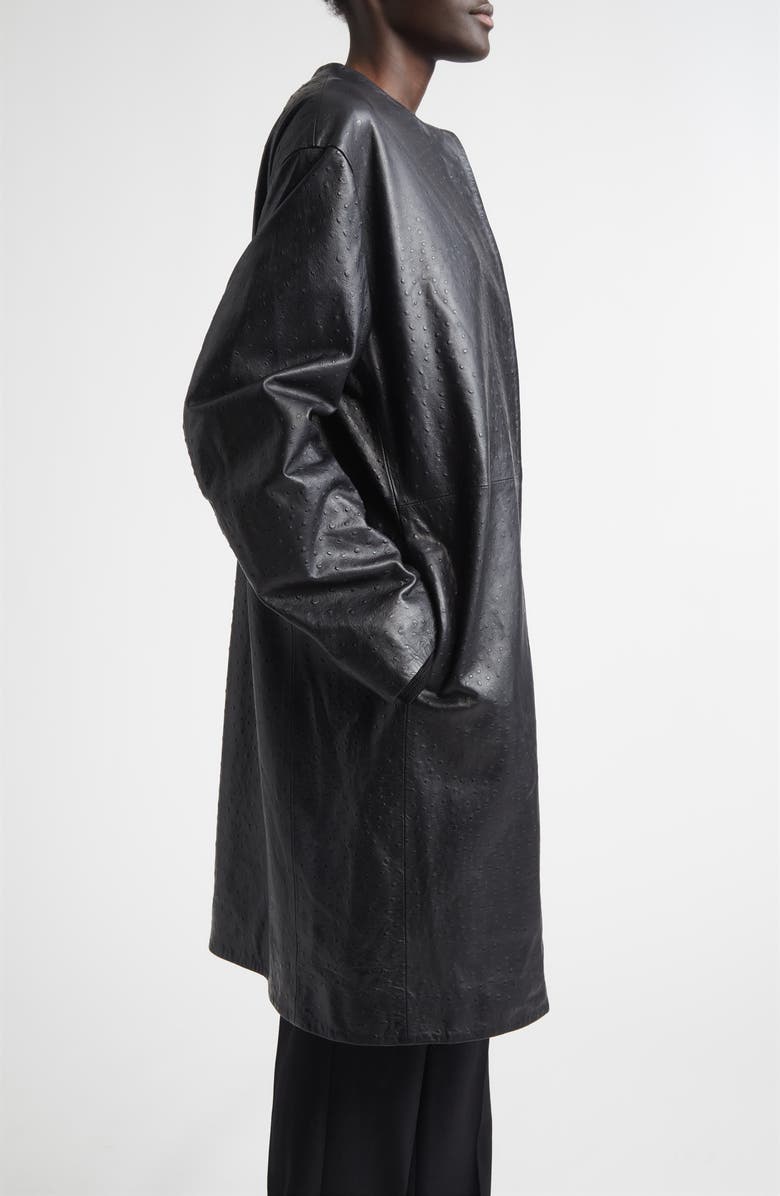 LOULOU DE SAISON Yari Ostrich Embossed Lambskin Leather Coat, Alternate, color, Black