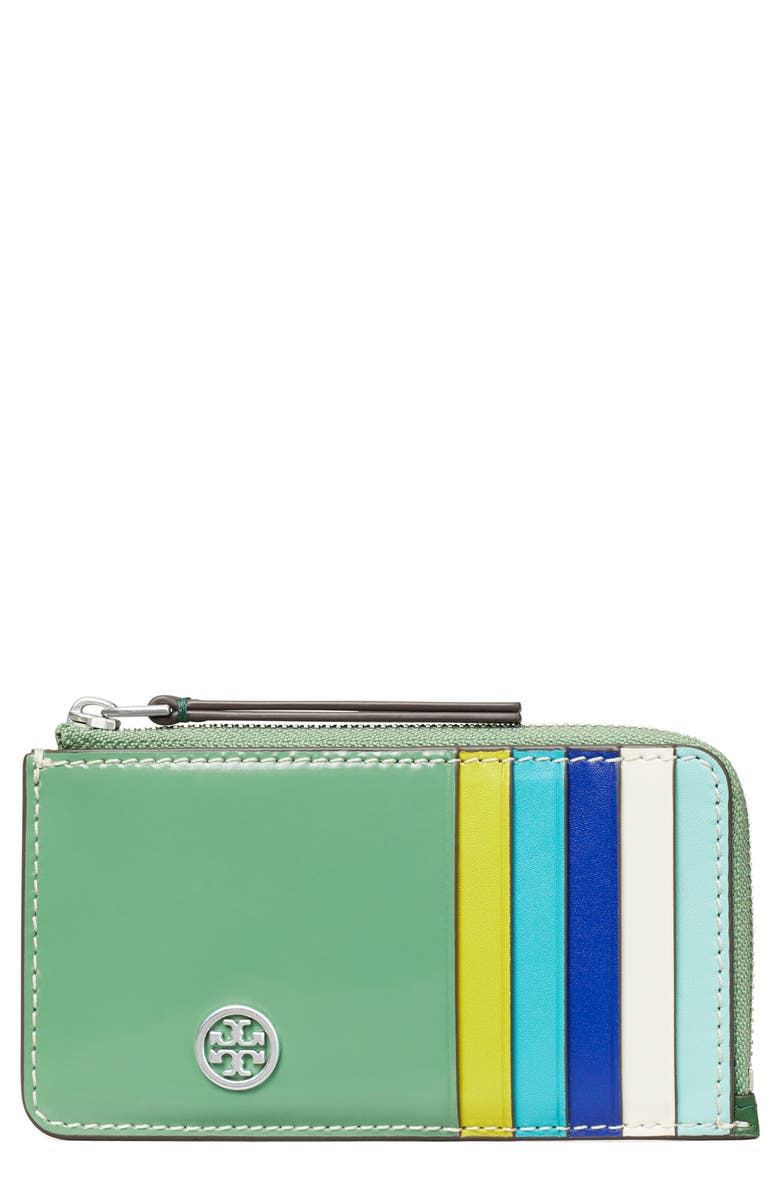 Tory Burch Robinson Spazzaloto Leather Card Case, Main, color, 