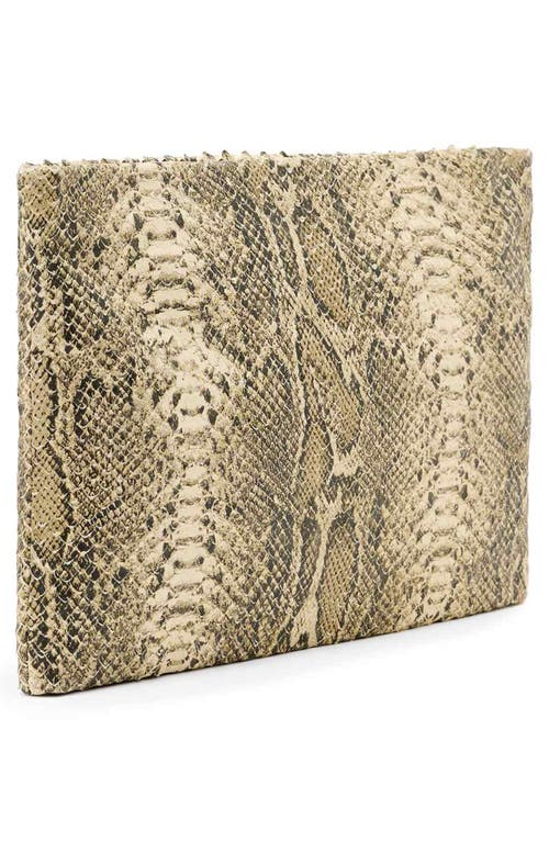 Allsaints Bettina Snakeskin Embossed Leather Clutch In Neutral