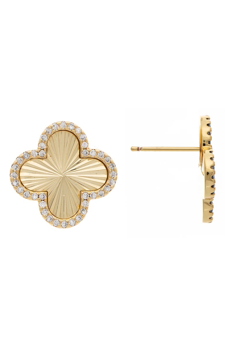 RIVKA FRIEDMAN Clover CZ Stud Earrings, Main, color, 18K Gold Clad
