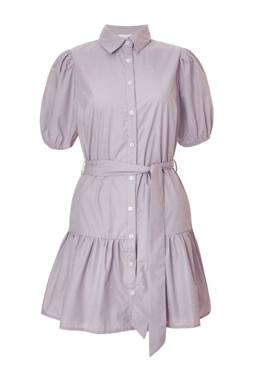 QUIZ QUIZ DIAMANTE DETAIL COTTON SHIRT DRESS
