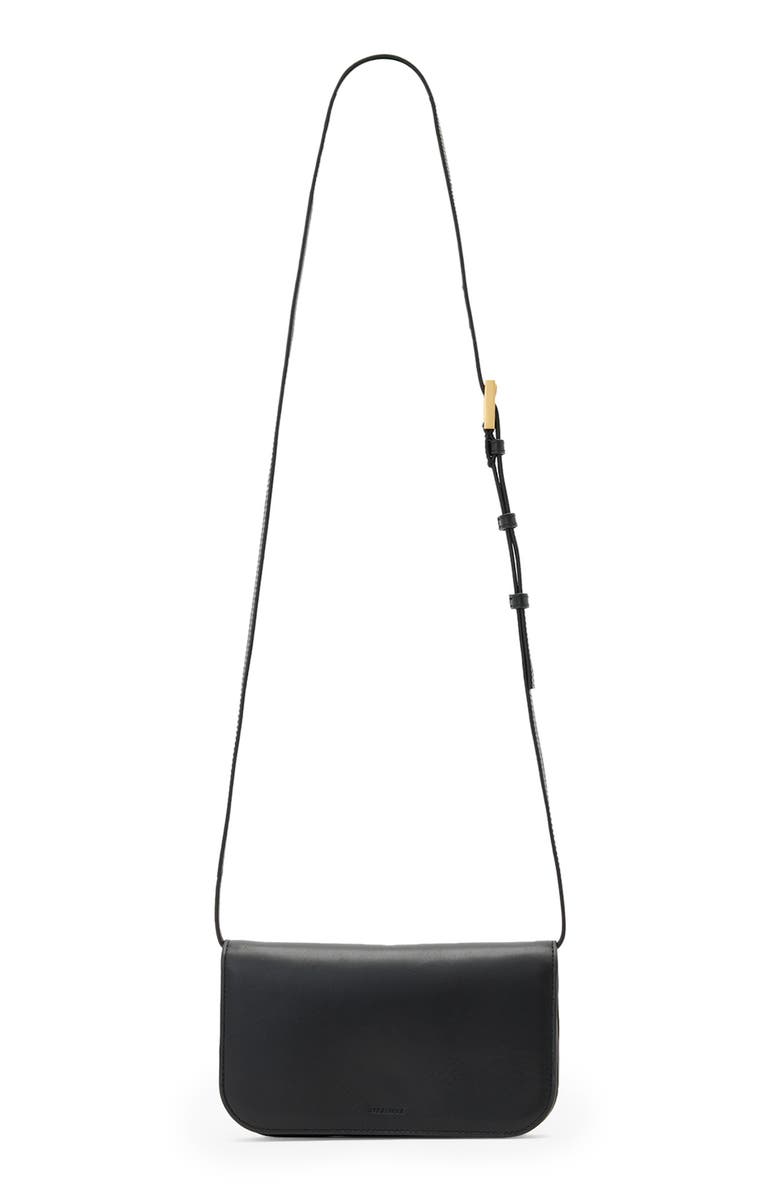 AllSaints Maeve Leather Crossbody Wallet, Main, color, Black
