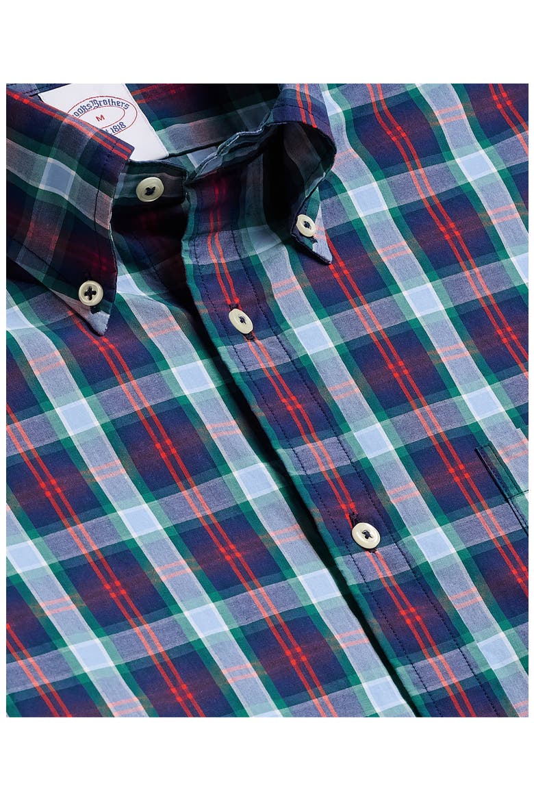 Cotton Poplin Button-Down Shirt, Alternate, color, HYDRANGEANAVYPLAID
