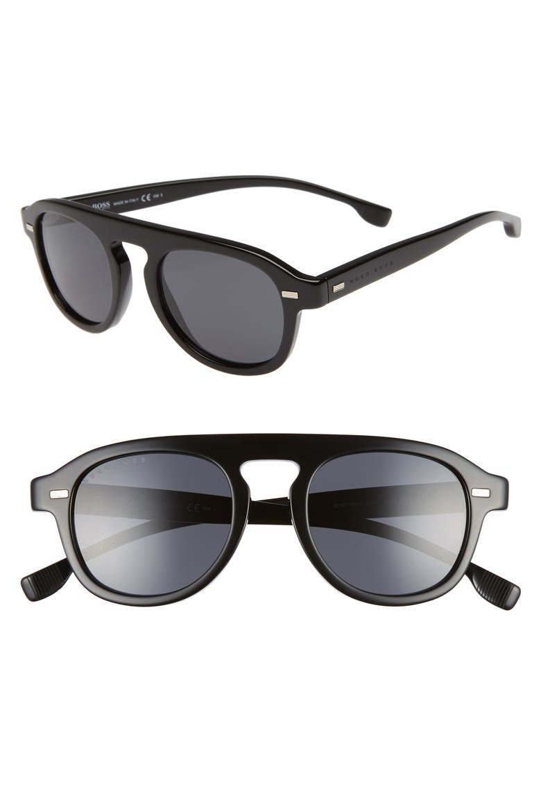 49mm Polarized Sunglasses, Main, color, BLACK