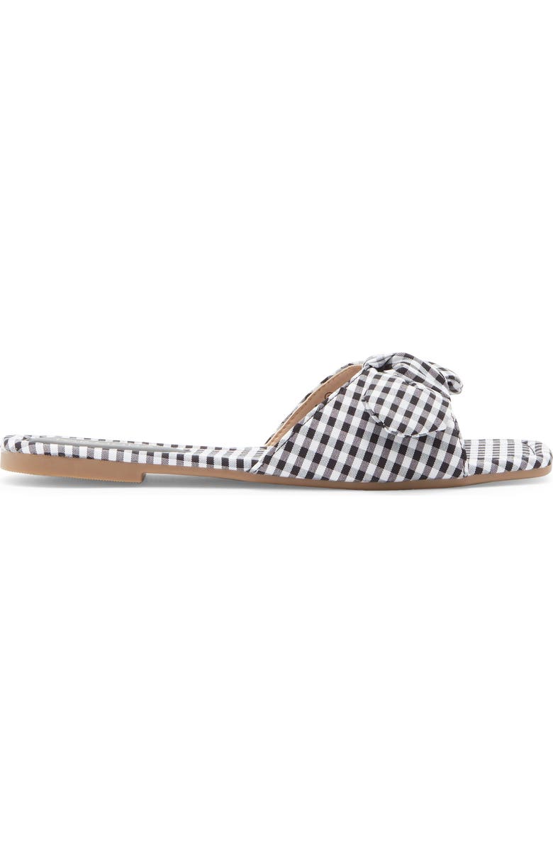 TOP MODA Penny Gingham Bow Slide Sandal, Alternate, color, Black
