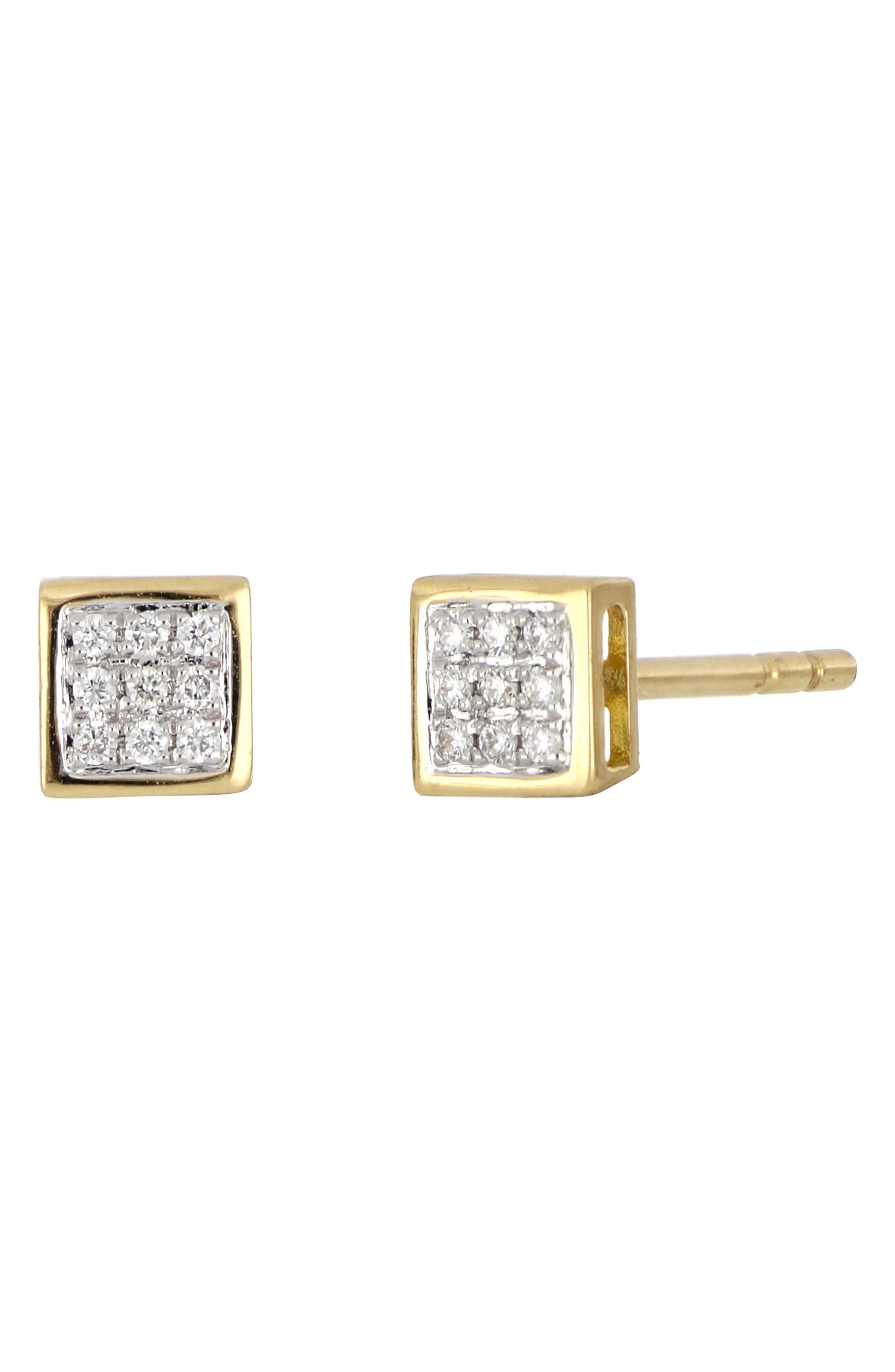Icon 18k Gold Diamond Petite Square Stud Earrings