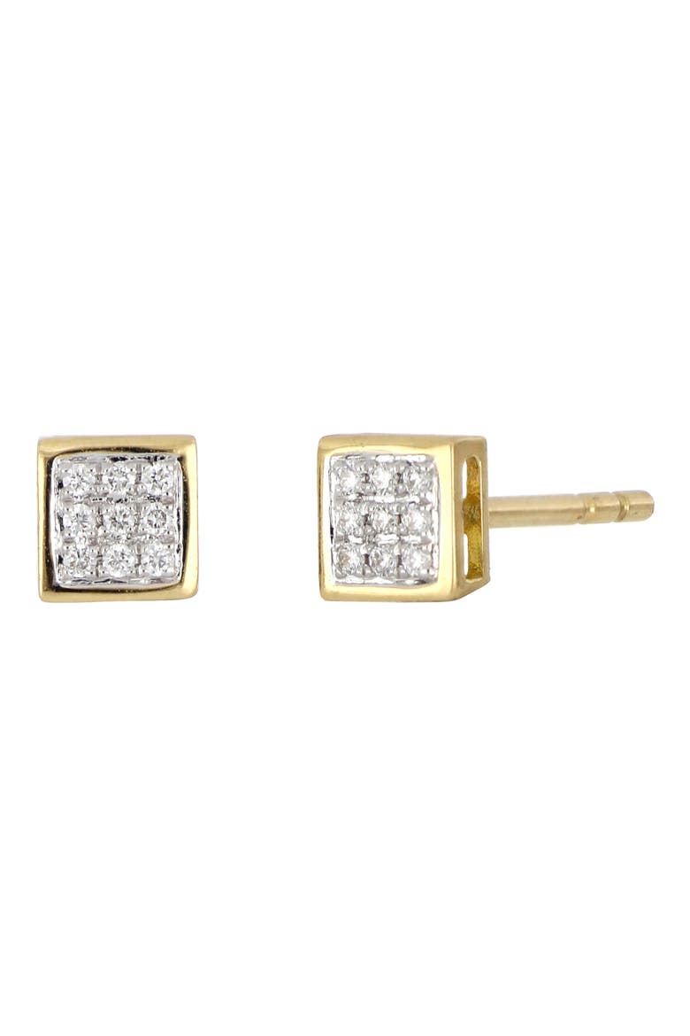 Icon 18k Gold Diamond Petite Square Stud Earrings, Main, color, 18K YELLOW GOLD