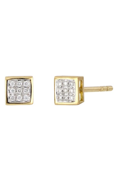 Icon 18k Gold Diamond Petite Square Stud Earrings