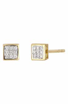 Icon 18k Gold Diamond Petite Square Stud Earrings