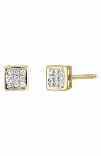 Icon 18k Gold Diamond Petite Square Stud Earrings