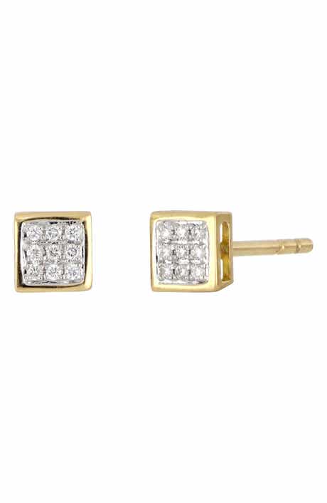 Icon 18k Gold Diamond Petite Square Stud Earrings
