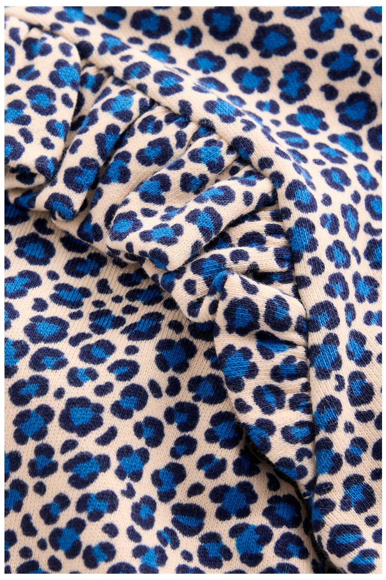 Kids' Leopard Print Frill Sweatshirt, Alternate, color, CALICO WHITE/ BLUE LEOPARD