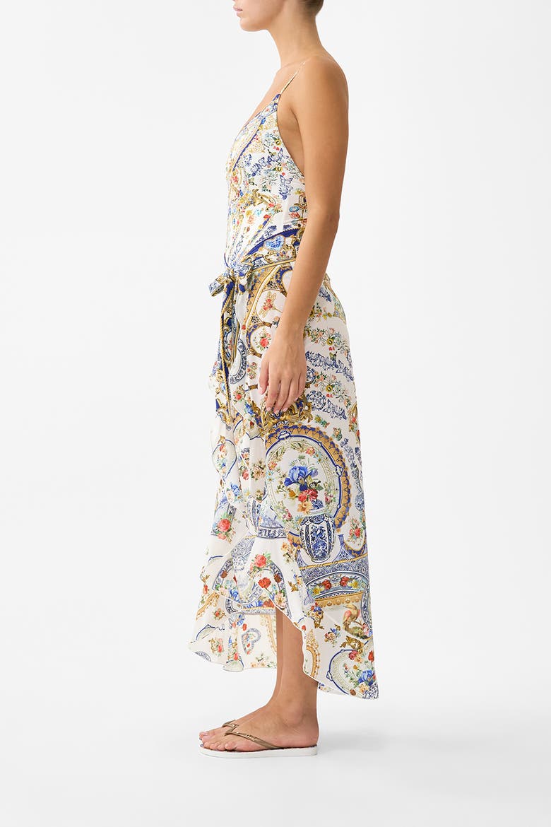 Long Sarong W Tie Waist And Frill Edge, Alternate, color, The Pottery Parlour
