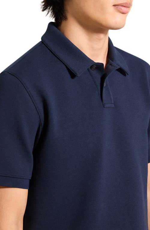 Theory Delroy Double Pique Regular Fit Polo Shirt In Blue