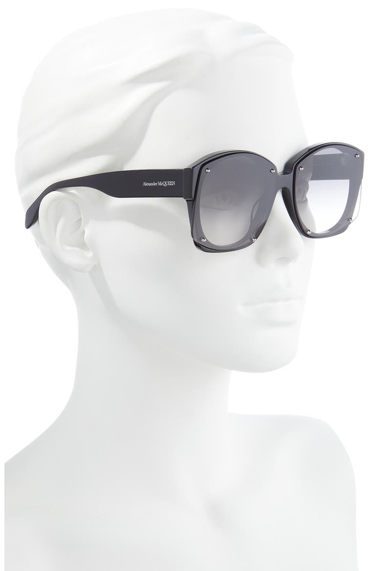 Alexander McQueen 61mm Square Sunglasses, Alternate, color, BLACK