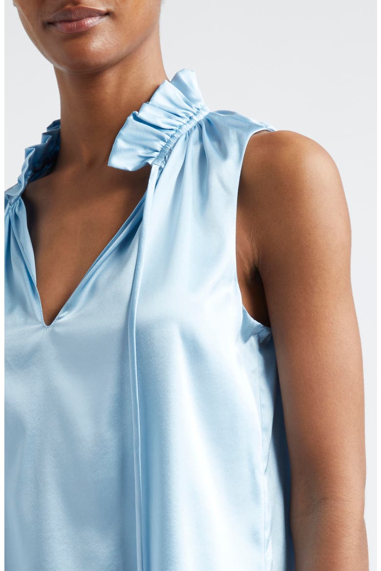 Ayana Ruffle Split Neck Sleeveless Top, Alternate, color, DREAM BLUE