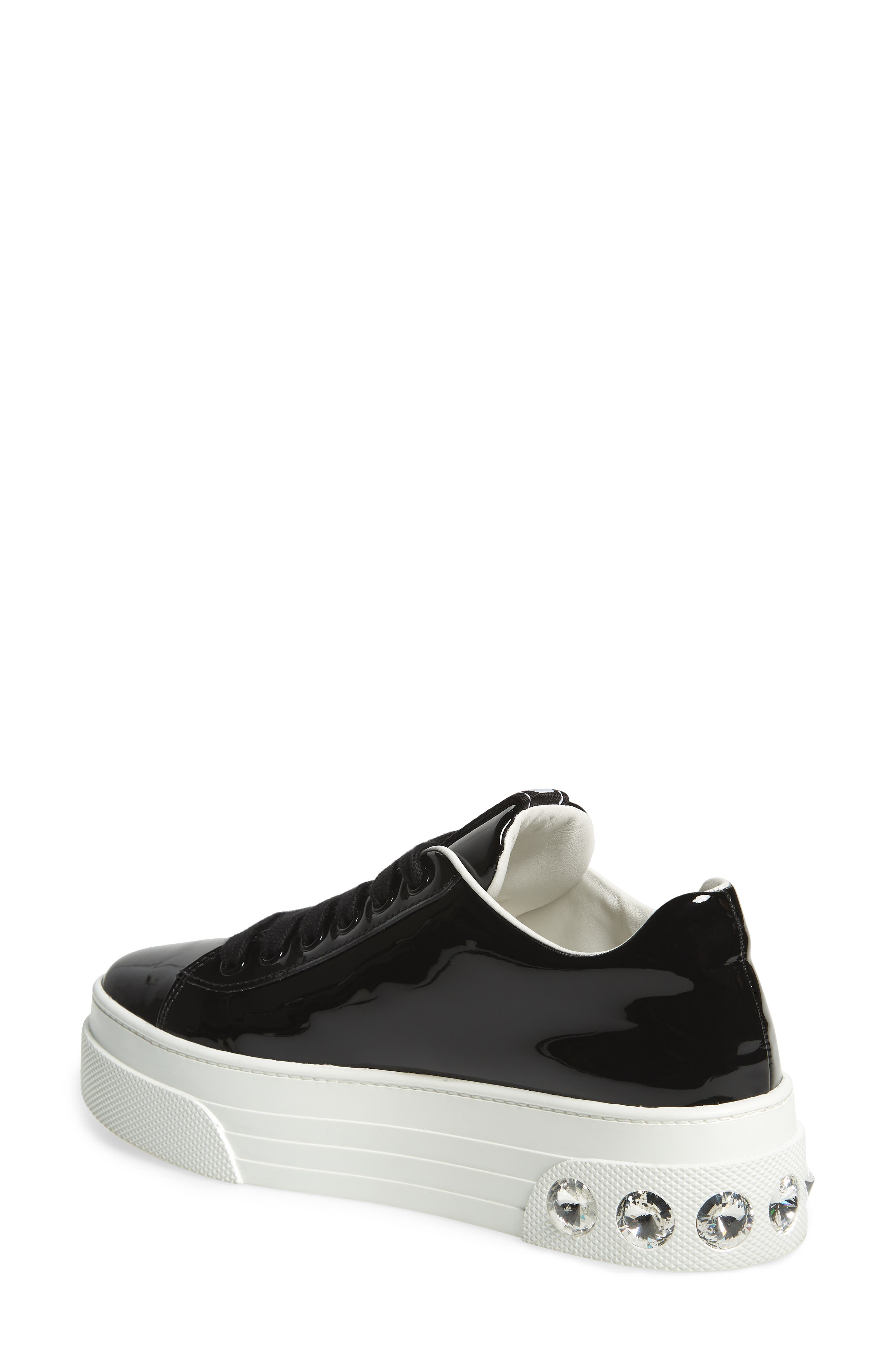 Miu Miu Crystal Detail Skate Platform Sneaker, Alternate, color, 
